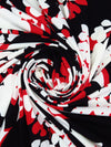 Black/White/Red Polyester/Lycra Shadow Floral ITY Knit - Famous Dress Designer - 58W