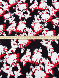 Black/White/Red Polyester/Lycra Shadow Floral ITY Knit - Famous Dress Designer - 58W