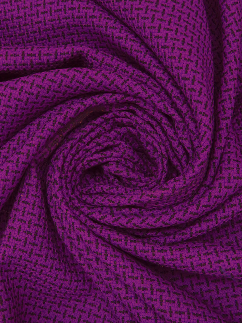 Vibrant Grape/Black Polyester/Wool Blend Novelty Weave Suiting 59W