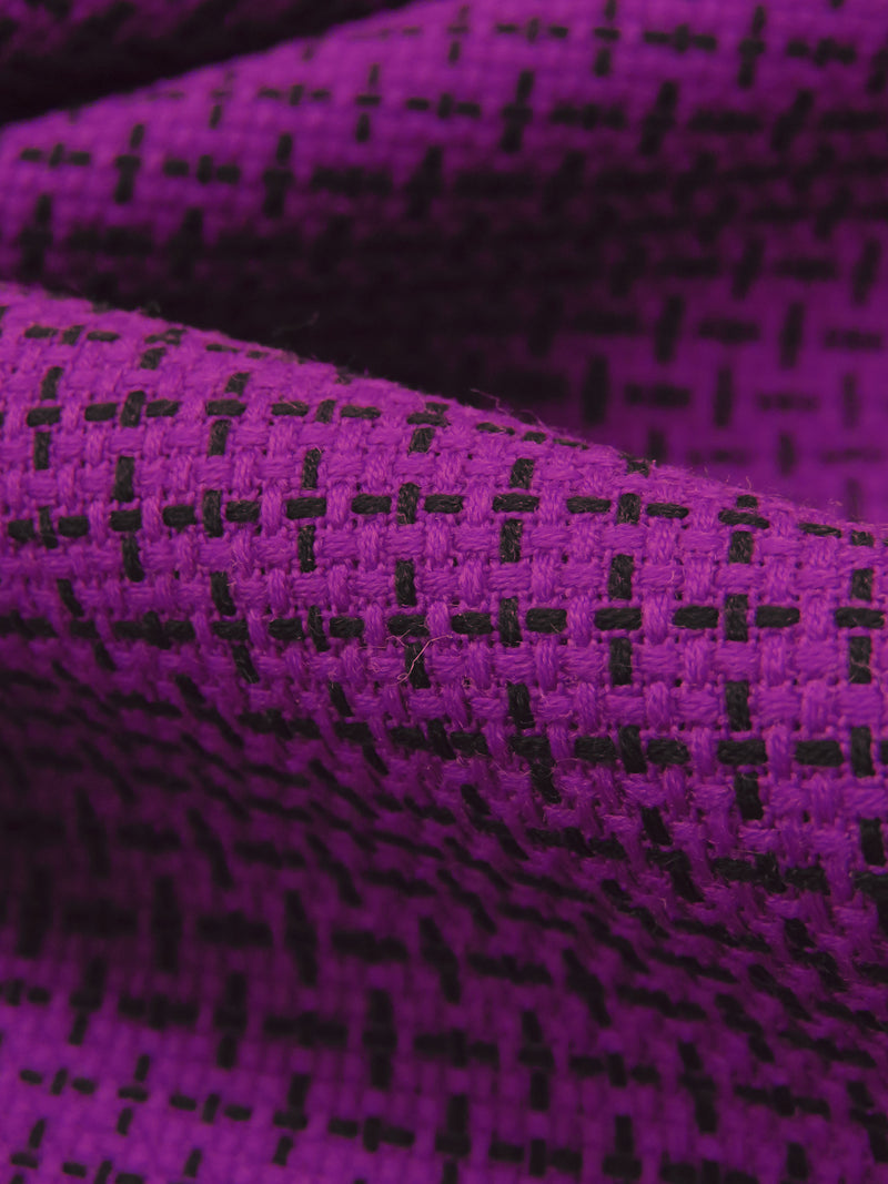 Vibrant Grape/Black Polyester/Wool Blend Novelty Weave Suiting 59W