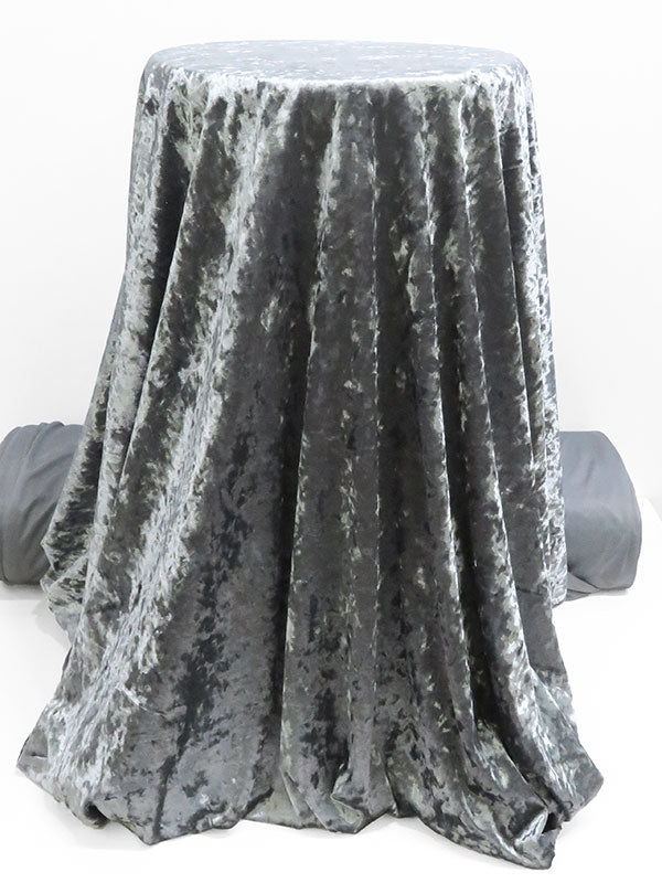 Muted Slate Gray Polyester/Lycra Crushed Stretch Velvet Knit 58W