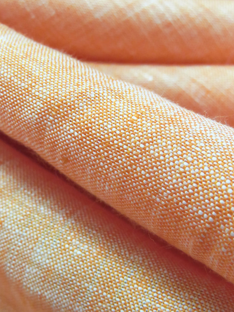 Apricot/White 100% Linen Light-Weight Yarn-Dyed Chambray Linen 58W