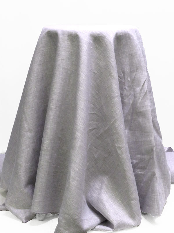 Putty/White (Purple Toned Gray) 100% Linen Light-Weight Yarn-Dyed Chambray Linen 58W