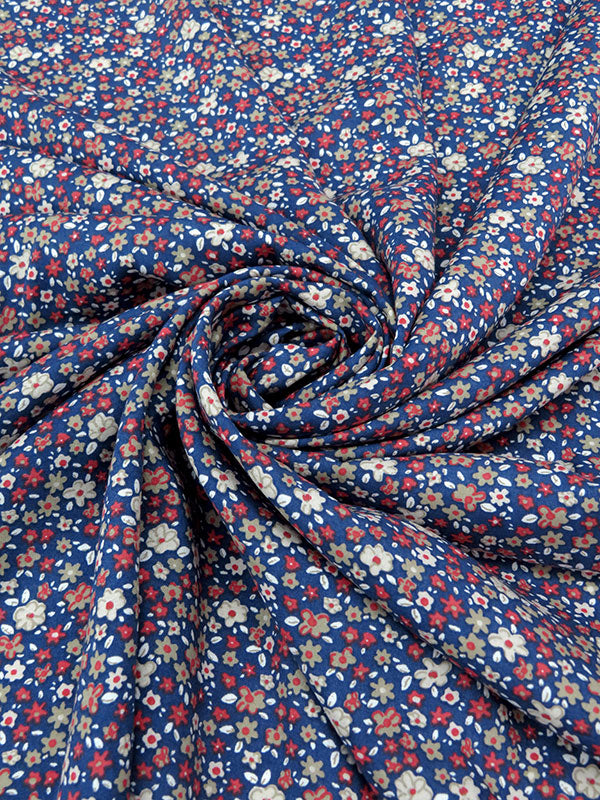 Dazzling Blue/Imperial Red/Beige/Multi 100% Rayon Small Floral Print Voile 58W