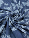 Yale Blue/Dark Hunter Green/Ice Blue 100% Cotton Leaf Print Voile 56W