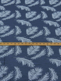 Yale Blue/Dark Hunter Green/Ice Blue 100% Cotton Leaf Print Voile 56W