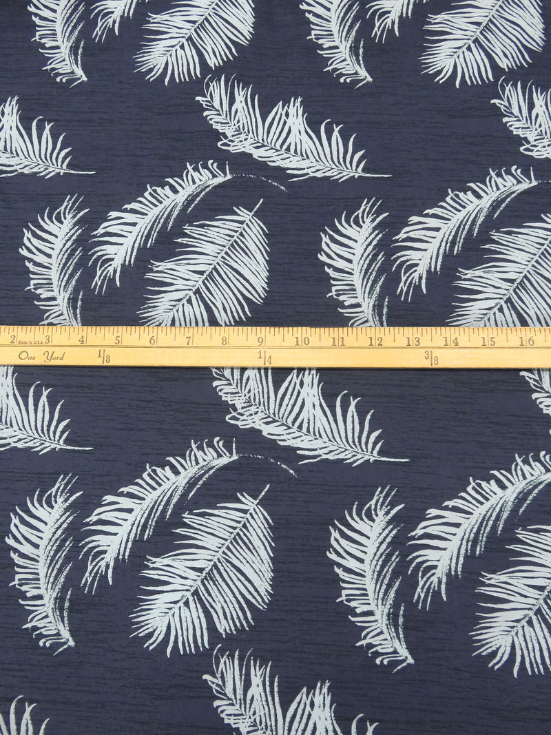 Yale Blue/Dark Hunter Green/Ice Blue 100% Cotton Leaf Print Voile 56W