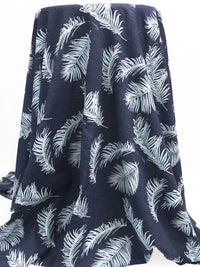 Yale Blue/Dark Hunter Green/Ice Blue 100% Cotton Leaf Print Voile 56W