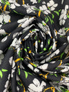 Black/Light Green/White/Marigold 100% Cotton Slight Diagonal Floral Print Crepe Poplin Shirting 56W