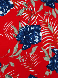 Venetian Red/Dark Blue/White 100% Cotton Floral Print Voile 55W