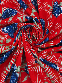 Venetian Red/Dark Blue/White 100% Cotton Floral Print Voile 55W