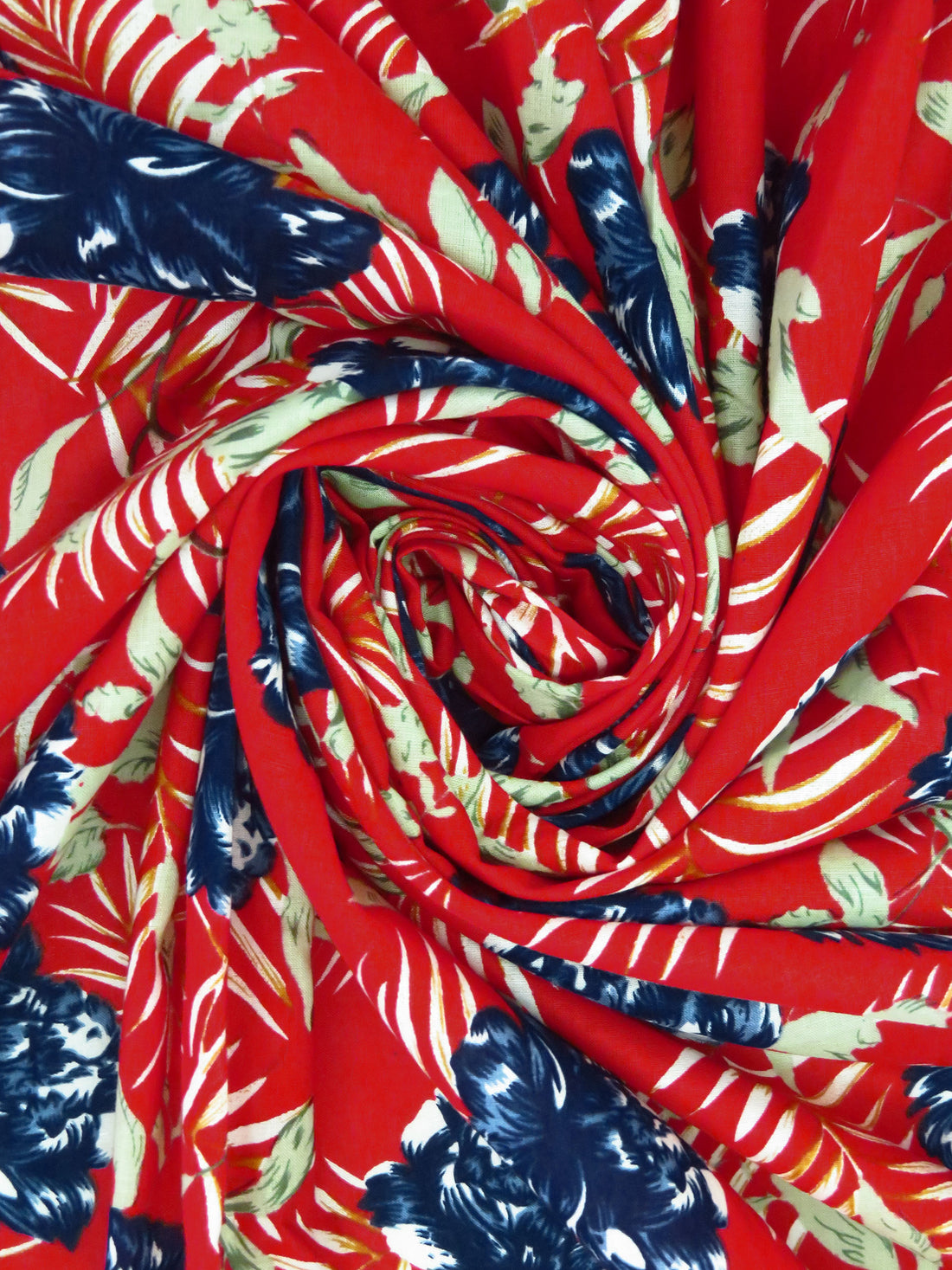 Red/White/Blue 100% Rayon Wavy USA Flag & Fireworks Print Challis 52W