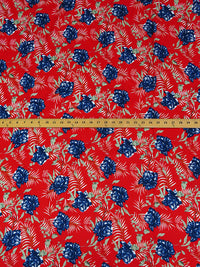 Venetian Red/Dark Blue/White 100% Cotton Floral Print Voile 55W