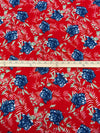 Red/White/Blue 100% Rayon Wavy USA Flag & Fireworks Print Challis 52W