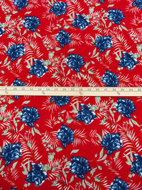 Red/White/Blue 100% Rayon Wavy USA Flag & Fireworks Print Challis 52W
