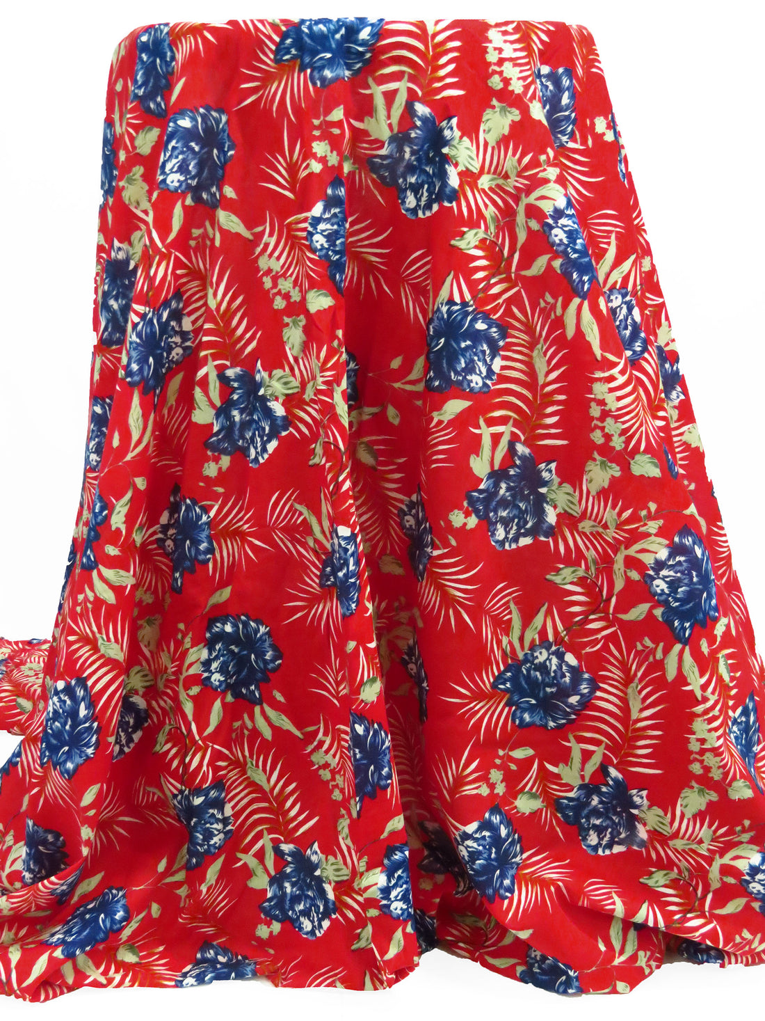 Red/White/Blue 100% Rayon Wavy USA Flag & Fireworks Print Challis 52W