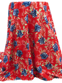 Red/White/Blue 100% Rayon Wavy USA Flag & Fireworks Print Challis 52W