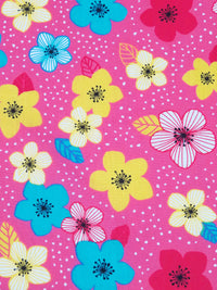 Magenta Pink/Rich Electric Blue/White/Bitter Lemon 100% Cotton Floral Dot Print Poplin Shirting 58W