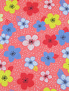 Light Coral Pink/Bright Blue/Soft Lemon/White 100% Cotton Floral Dot Print Poplin Shirting 58W