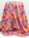 Light Coral Pink/Bright Blue/Soft Lemon/White 100% Cotton Floral Dot Print Poplin Shirting 58W