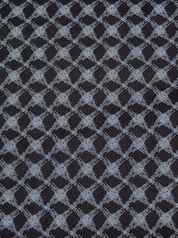 Black/Middle Gray Cotton/Lycra Stylized Diagonal Plaid Print Stretch Poplin Shirting 54W