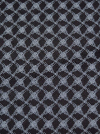 Black/Middle Gray Cotton/Lycra Stylized Diagonal Plaid Print Stretch Poplin Shirting 54W