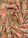 Imperial Red/Black/Pale Pink/Multi 100% Rayon Floral Scrolls Print Challis 56W