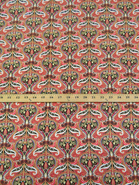 Imperial Red/Black/Pale Pink/Multi 100% Rayon Floral Scrolls Print Challis 56W