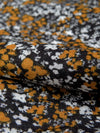 Golden Orange/Pearl White/Black 100% Rayon Micro Floral Print Gauze 54W