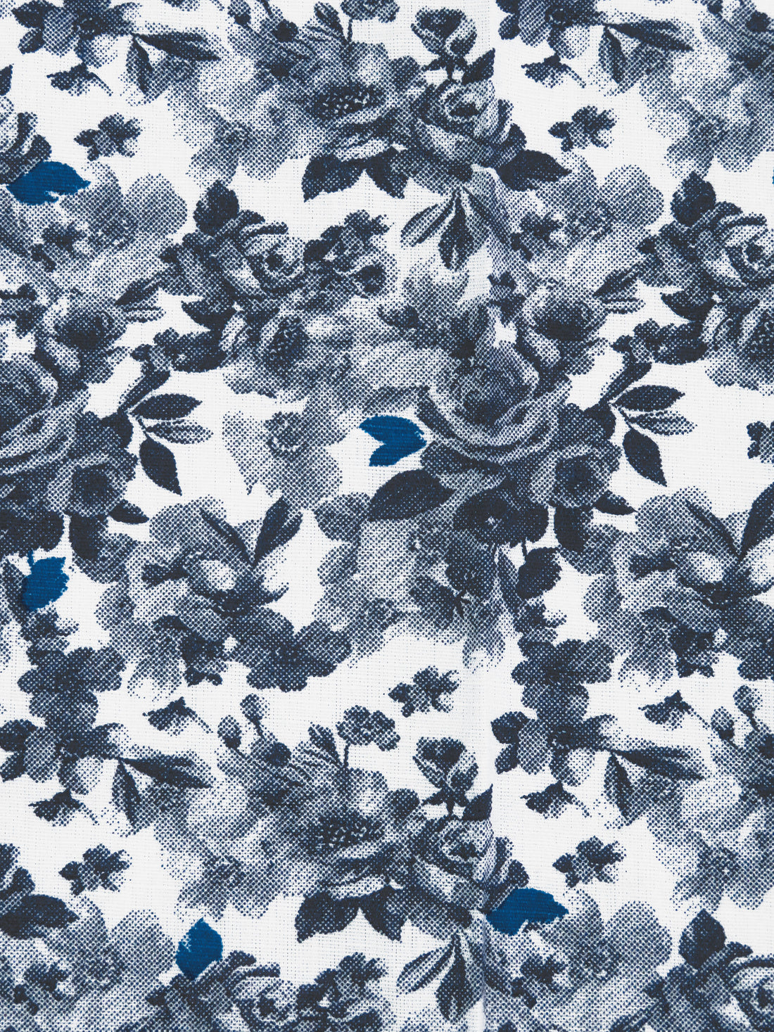 Navy Blue/White 100% Cotton Floral Print Poplin Shirting 61W