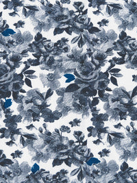 Navy Blue/White 100% Cotton Floral Print Poplin Shirting 61W