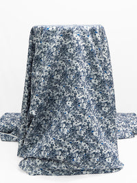 Navy Blue/White 100% Cotton Floral Print Poplin Shirting 61W