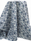 Navy Blue/White 100% Cotton Floral Print Poplin Shirting 61W