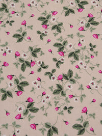 Rose Beige/Hot Pink/Light Sage/Multi 100% Rayon Floral Print Challis 54W