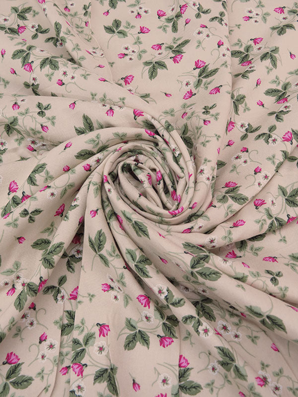 Rose Beige/Hot Pink/Light Sage/Multi 100% Rayon Floral Print Challis 54W