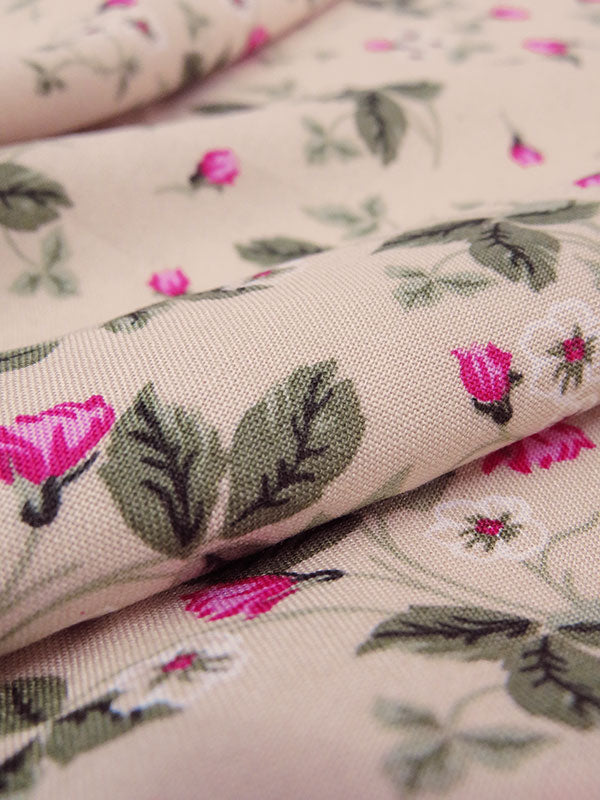 Rose Beige/Hot Pink/Light Sage/Multi 100% Rayon Floral Print Challis 54W