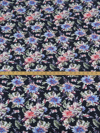 Dark Navy/Pearl White/Fern Green/Multi 100% Rayon Floral Print Challis 56W