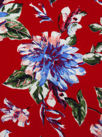 Venetian Red/Cornflower Blue/White/Melon 100% Rayon Floral Clusters Print Challis 58W