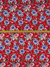 Venetian Red/Cornflower Blue/White/Melon 100% Rayon Floral Clusters Print Challis 58W