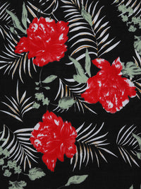 Black/Crimson/Laurel Green 100% Cotton Floral Print Voile 56W