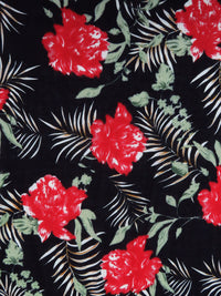 Black/Crimson/Laurel Green 100% Cotton Floral Print Voile 56W