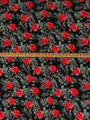 Black/Crimson/Laurel Green 100% Cotton Floral Print Voile 56W