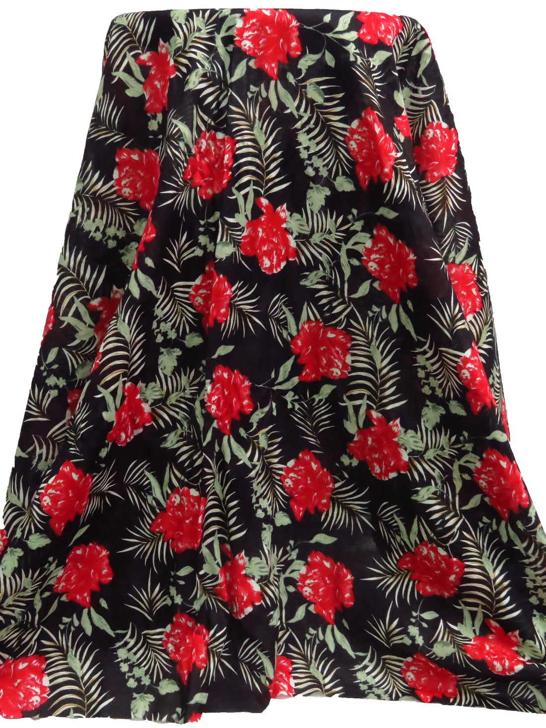 Black/Crimson/Laurel Green 100% Cotton Floral Print Voile 56W