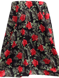 Black/Crimson/Laurel Green 100% Cotton Floral Print Voile 56W