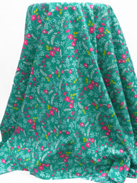 Aqua Green/Light Blue/French Rose/Multi 100% Cotton Floral Print Poplin Shirting 58W