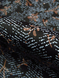Black/Muted Coffee/Pewter Blue 100% Cotton Abstract Floral Branch Print Shirt Weight Woven 58W