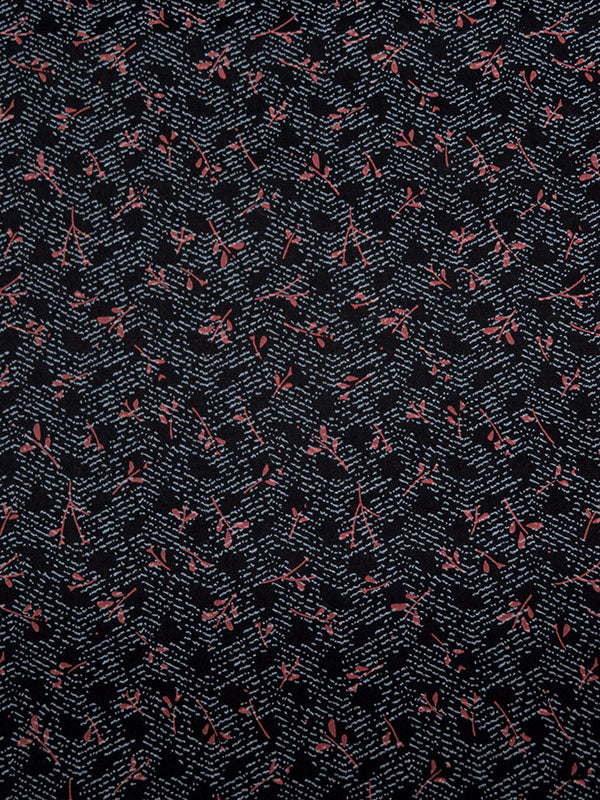 Black/Imperial Red/Cloud Gray 100% Cotton Abstract Floral Print Sateen Shirting 56W