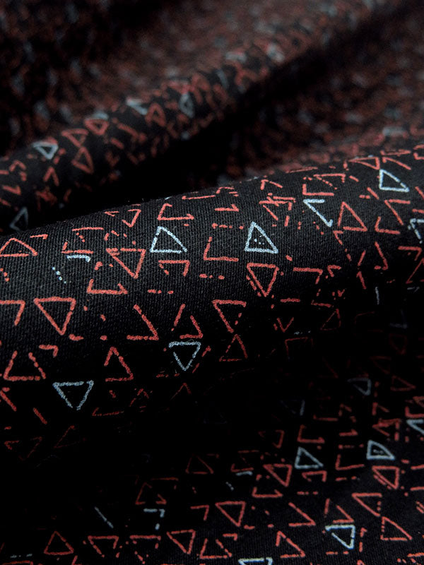 Black/Imperial Red/Slate Gray 100% Cotton Triangle Print Sateen Shirting 56W