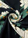 Ivory/Forest Green/Black/Multi Linen/Rayon Large Floral Print Shirt-Weight Woven 54W