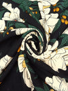 Ivory/Forest Green/Black/Multi Linen/Rayon Large Floral Print Shirt-Weight Woven 54W